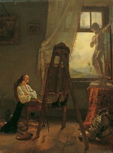 Il pittore addormentato nello studio da Josef Danhauser