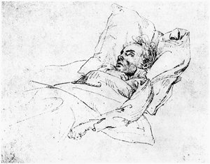Ludwig van Beethoven (1770-1827) sul letto di morte, 28 marzo 1827 da Josef Eduard Teltscher