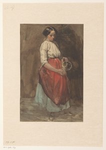 Ragazza in piedi che versa un bicchiere da Josef Eduard Tetar van Elven