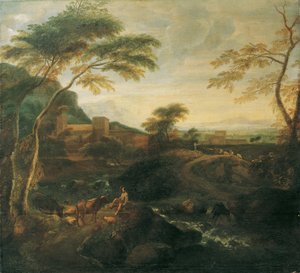 Paesaggio con mucche al pascolo