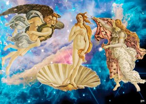 JJM-recreate: Botticelli-S_La nascita di Venere+JWST