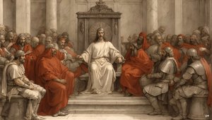 Gesù davanti a Pilato sul trono del giudizio da Josef Johann Michel