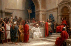 Gesù accusato e condannato da Pilato (01) da Josef Johann Michel