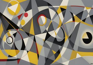 astratto: cerchi argento-giallo 2