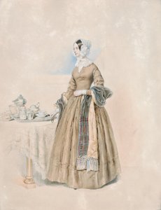 Ritratto della principessa Leopoldine Karoline Palffy, nata contessa Kaunitz-Rietberg (moglie del terzo principe Anton Karl Palffy), in piedi a un tavolo da tè apparecchiato