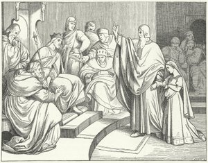 Beatrice di Hohenstaufen chiede a re Ottone IV di Germania di vendicare l