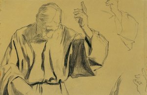 Studio di drappeggio per il dipinto "Ascensione di Cristo" da Josef Wawra