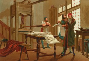 Gutenberg stampa la prima pagina della Bibbia