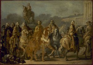 Inaugurazione della statua di Luigi XV, nella piazza omonima, dal corpo della Città di Parigi, 20 giugno da Joseph Marie the Elder Vien