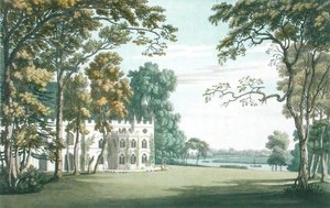 La casa, i giardini e il lago di Strawberry Hill, inciso da J.C. Stadler da Joseph (after) Farington