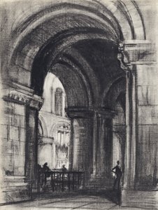 Tomba del fondatore, St Bartholomew the Great (litografia) da Joseph (after) Pennell