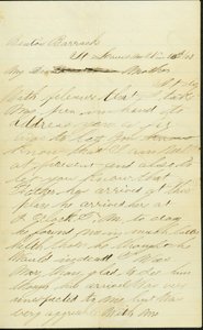 Lettera firmata Joseph A. Fardell, Benton Barracks, St. Louis, Mo., alla Madre, 12 novembre 1863