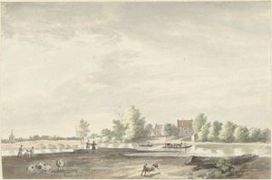 La casa del traghetto sulla Lek vicino a Schoonhoven da Joseph Adolf Schmetterling