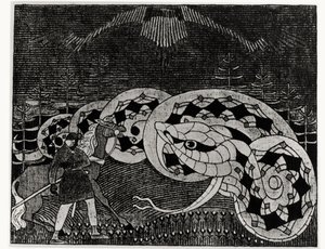 Seppo Llmarinen che ara il Campo dei Serpenti, illustrazione da 