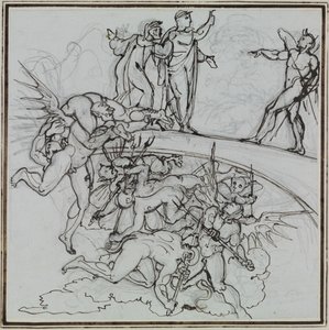 Nel lago di pece dei barattieri, il consigliere di Lucca (Inferno di Dante, Canto 21, V 34) da Joseph Anton Koch