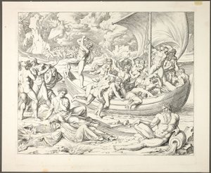 La corteccia di Caronte con le anime che attraversano lo Stige, tavola due da Darstellungen aus Dante