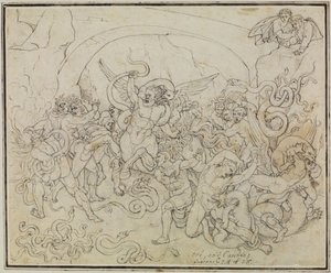 La punizione dei ladri nella valle dei serpenti e dei draghi (Inferno di Dante, Canto 25, V 17) da Joseph Anton Koch