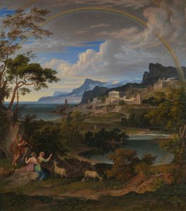 Paesaggio eroico con arcobaleno