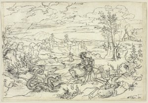Paesaggio con San Giorgio e il drago e il Monte Soratte da Joseph Anton Koch