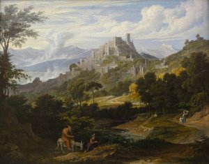 Paesaggio nei pressi di Olevano con un monaco a cavallo da Joseph Anton Koch
