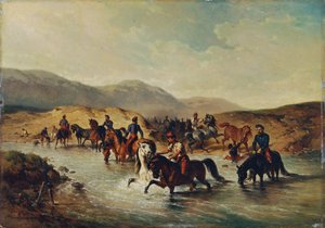 Cavalleria francese al bagno dei cavalli da Joseph Anton Strassgschwandtner