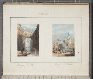 Venezia, incollata nel diario di Thomas Moody di un tour attraverso la Svizzera e l
