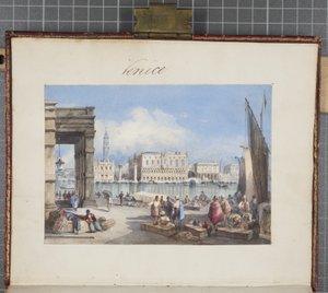 Venezia, incollata nella pagina del titolo del diario di Thomas Moody di un tour attraverso la Svizzera e l