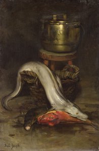 Natura morta con pesce e calderone