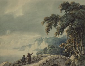 Paesaggio con alberi, ponte e figure