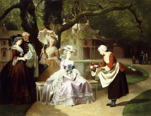 Maria Antonietta e Luigi XVI nel Giardino delle Tuileries con Madame Lambale, 1857