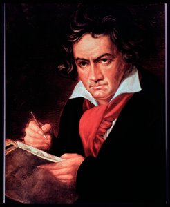 Ritratto del compositore tedesco Ludwig van Beethoven che scrive la Missa solemnis