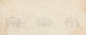 Poppe decorative di tre navi da Joseph Cartwright