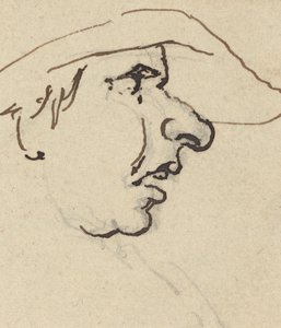 Profilo di Uomo con Naso Grande che Indossa un Cappello da Joseph Cartwright