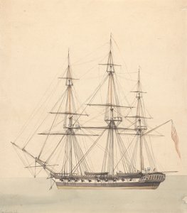 Corvetta singola (?) con tre figure in uniformi navali e Union Jack da Joseph Cartwright