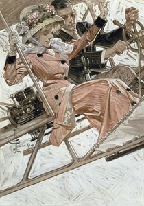 Uomo e donna in aereo da Joseph Christian Leyendecker
