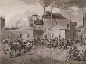 Birrificio Meux, Tottenham Court Road, Londra, c1830 da Joseph Constantine Stadler