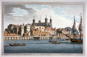 Vista sud della Torre di Londra con barche sul fiume Tamigi, 1795 da Joseph Constantine Stadler