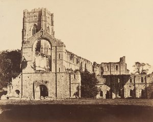 Abbazia di Fountains. Fronte occidentale generale, 1850s