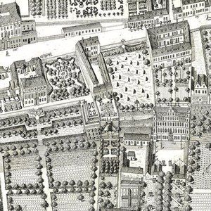 (dettaglio) di una mappa di Vienna che mostra 135 Alsergrund dove Mozart e la sua famiglia vivevano nel 1788 da Joseph Daniel Huber