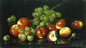 Natura morta con mele selvatiche e uva da Joseph Decker