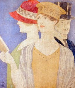 Visitatori a una mostra da Joseph Edward Southall