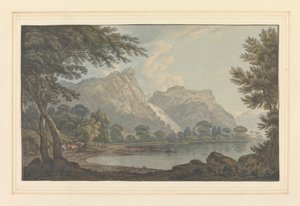 Rocce di Lodore -- cascata e cottage - distanza da Joseph Farington