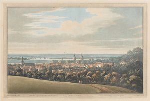 Veduta di Greenwich e lungo il fiume, 1795 (acquatinta)