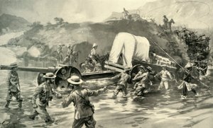 Portare il cannone navale da 4.7 attraverso il Tugela, 1900