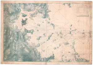 Mappa delle osservazioni nautiche per la carta del porto di Boston da Joseph Frederick Wallet DesBarres