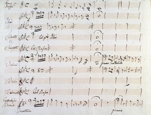 Prima pagina della partitura musicale del minuetto in Armida di J Haydn (1784) da Joseph Haydn