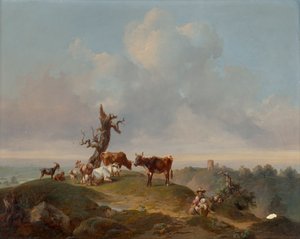 Mucche e capre al pascolo da Joseph Heicke