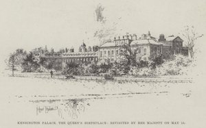 Palazzo di Kensington, luogo di nascita della Regina, rivisitato da Sua Maestà il 15 maggio da Joseph Holland Tringham