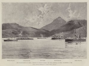 La pacificazione di Creta, incontro del principe Giorgio e degli ammiragli a Milo, 20 dicembre 1898 da Joseph Holland Tringham