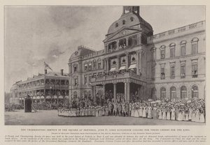 Il Servizio di Ringraziamento nella Piazza di Pretoria, 8 Giugno, Lord Kitchener che chiede Tre Evviva per il Re da Joseph Holland Tringham
